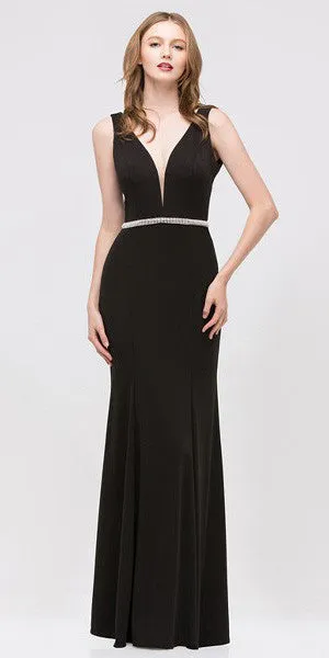 Eureka 6070 Fit and Flare Evening Gown Deep V-Neckline