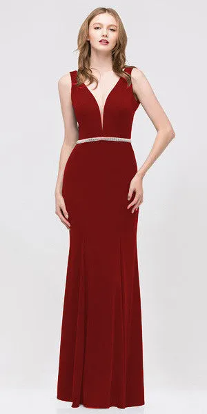 Eureka 6070 Fit and Flare Evening Gown Deep V-Neckline