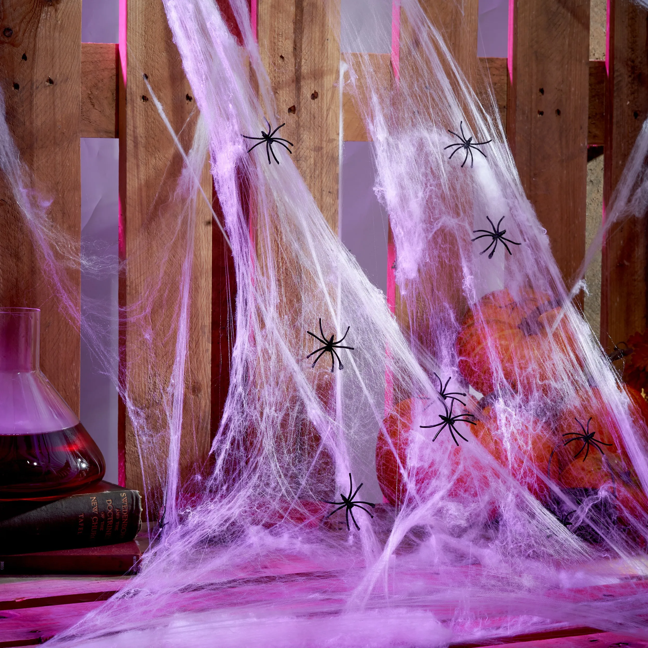Extra Large Stretchable Cob Web & 40 Fake Spiders