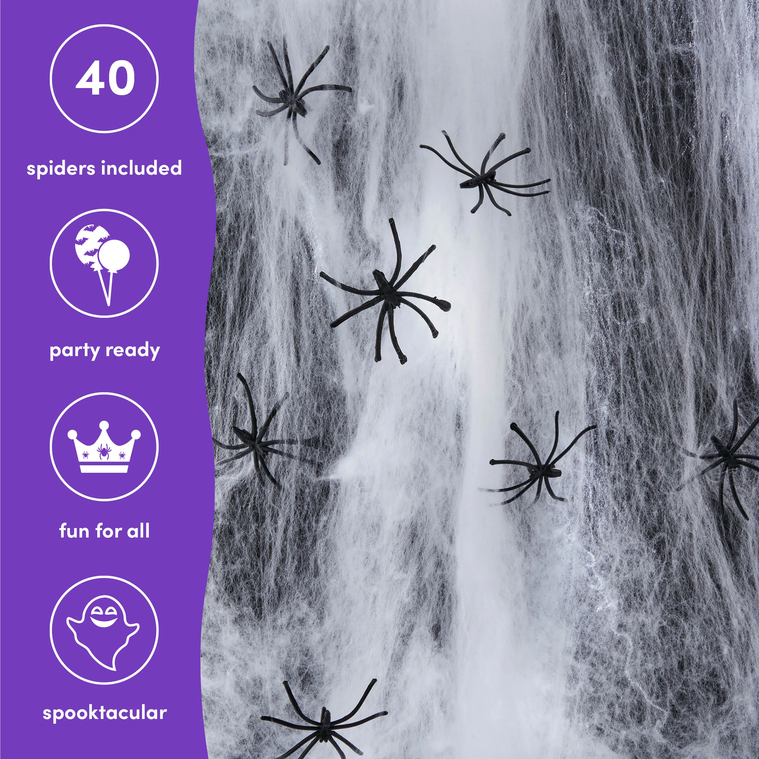 Extra Large Stretchable Cob Web & 40 Fake Spiders