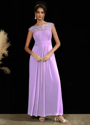 [Final Sale] Tahiti Lace Open Back Floor Length Silky Chiffon Formal Evening Mother Dress