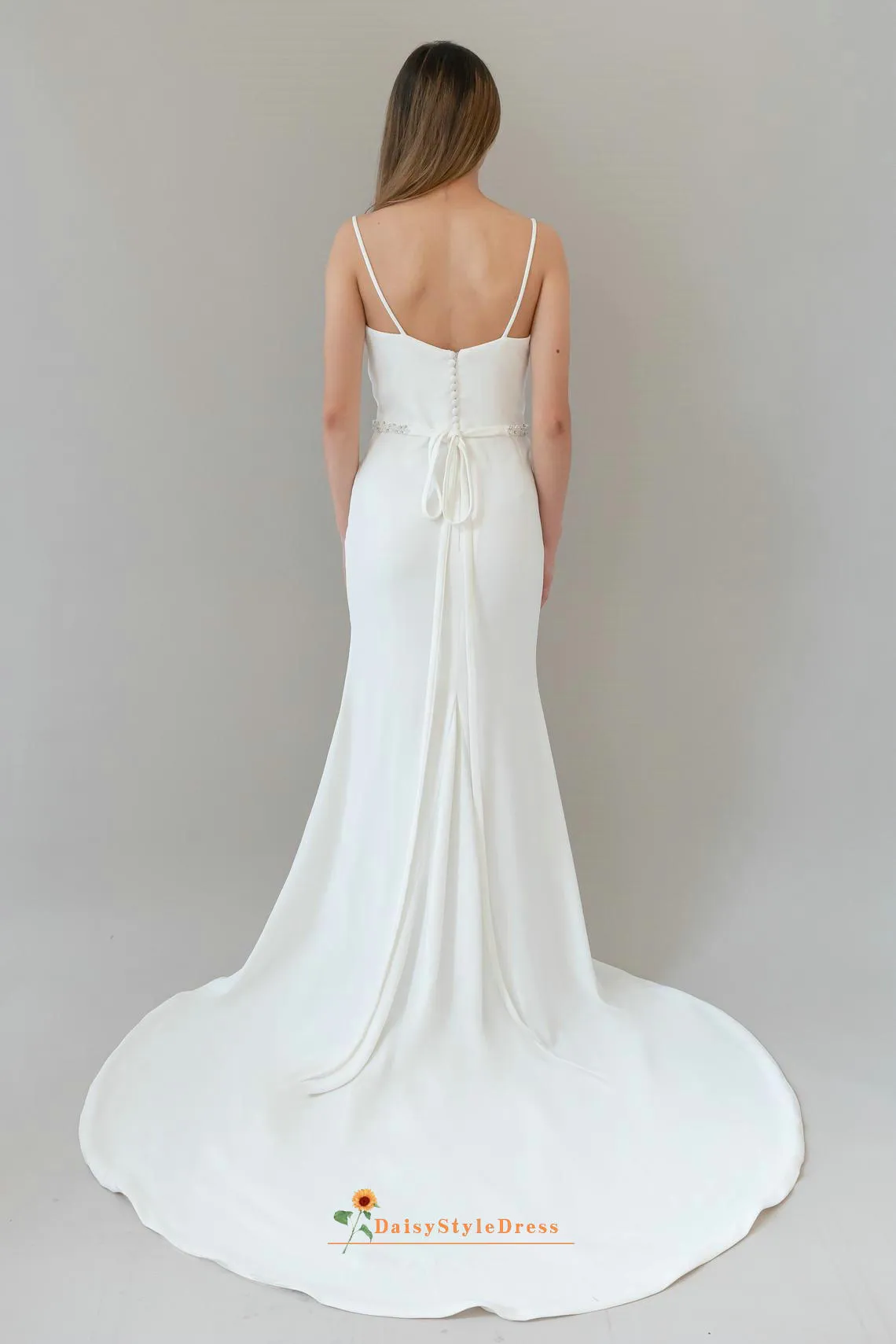 Fitted Spaghetti Straps Summer Wedding Dress