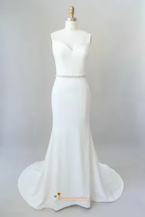 Fitted Spaghetti Straps Summer Wedding Dress