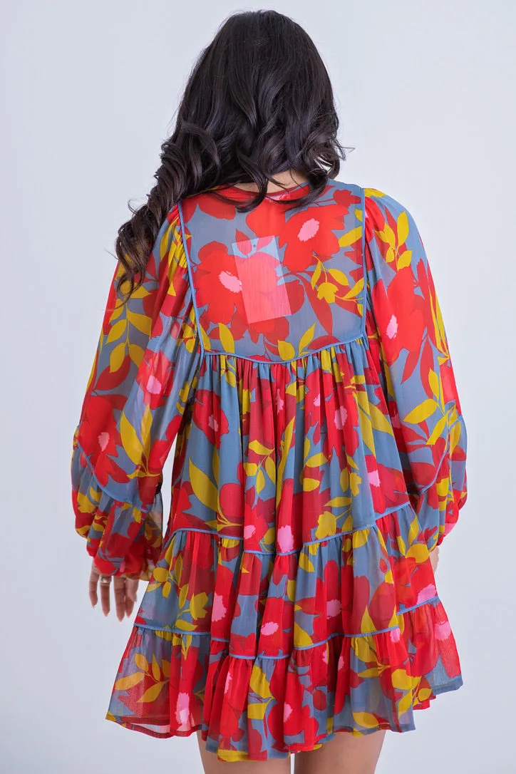 Floral Chiffon Boho Tier Dress
