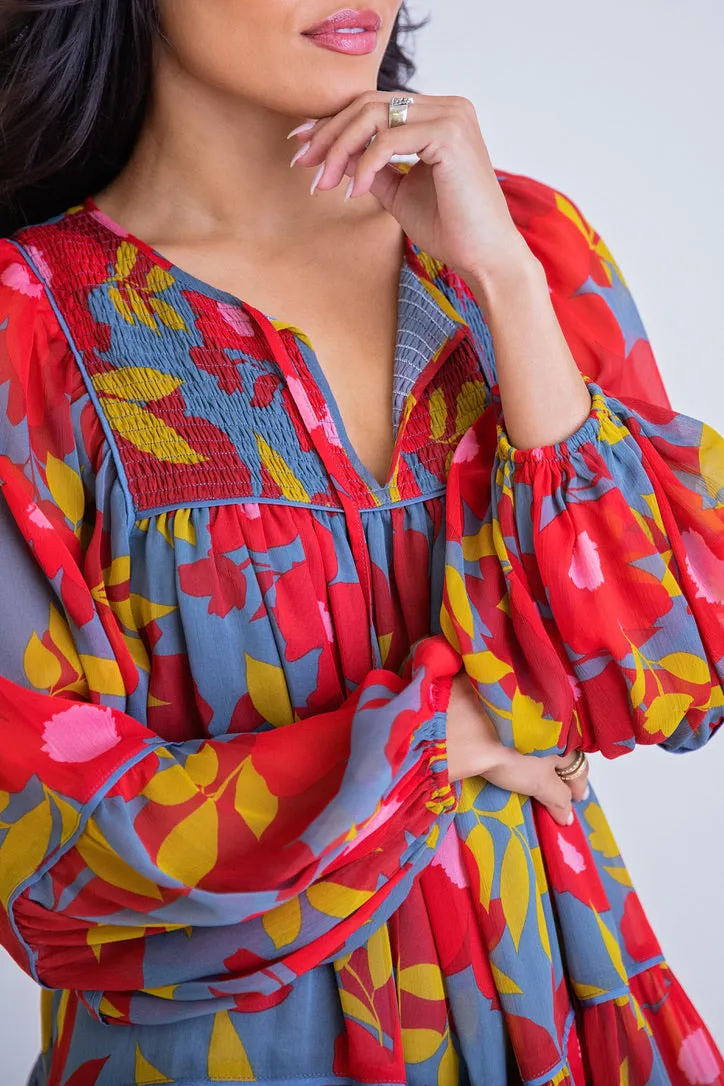 Floral Chiffon Boho Tier Dress