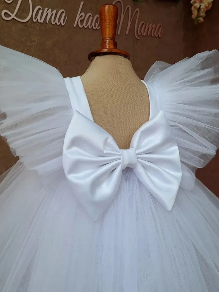 Flower Girl Dresses Sleeveless Tulle Fluffy Kids Evening Gowns For Wedding Party Holy Communion Dresses