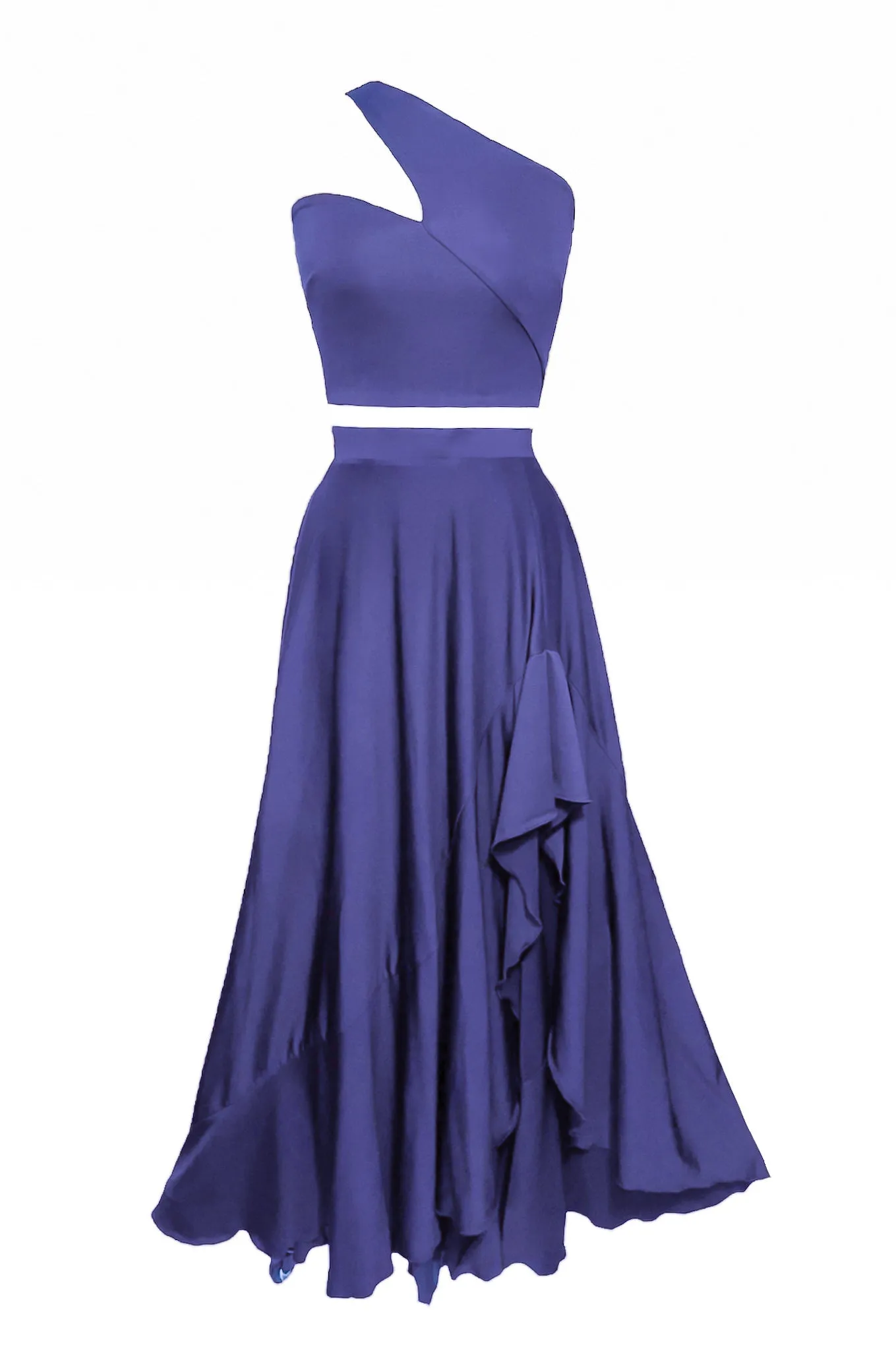 French Asymmetrical Crop Top & Maxi Skirt Set-CUSTOMIZED COLOR