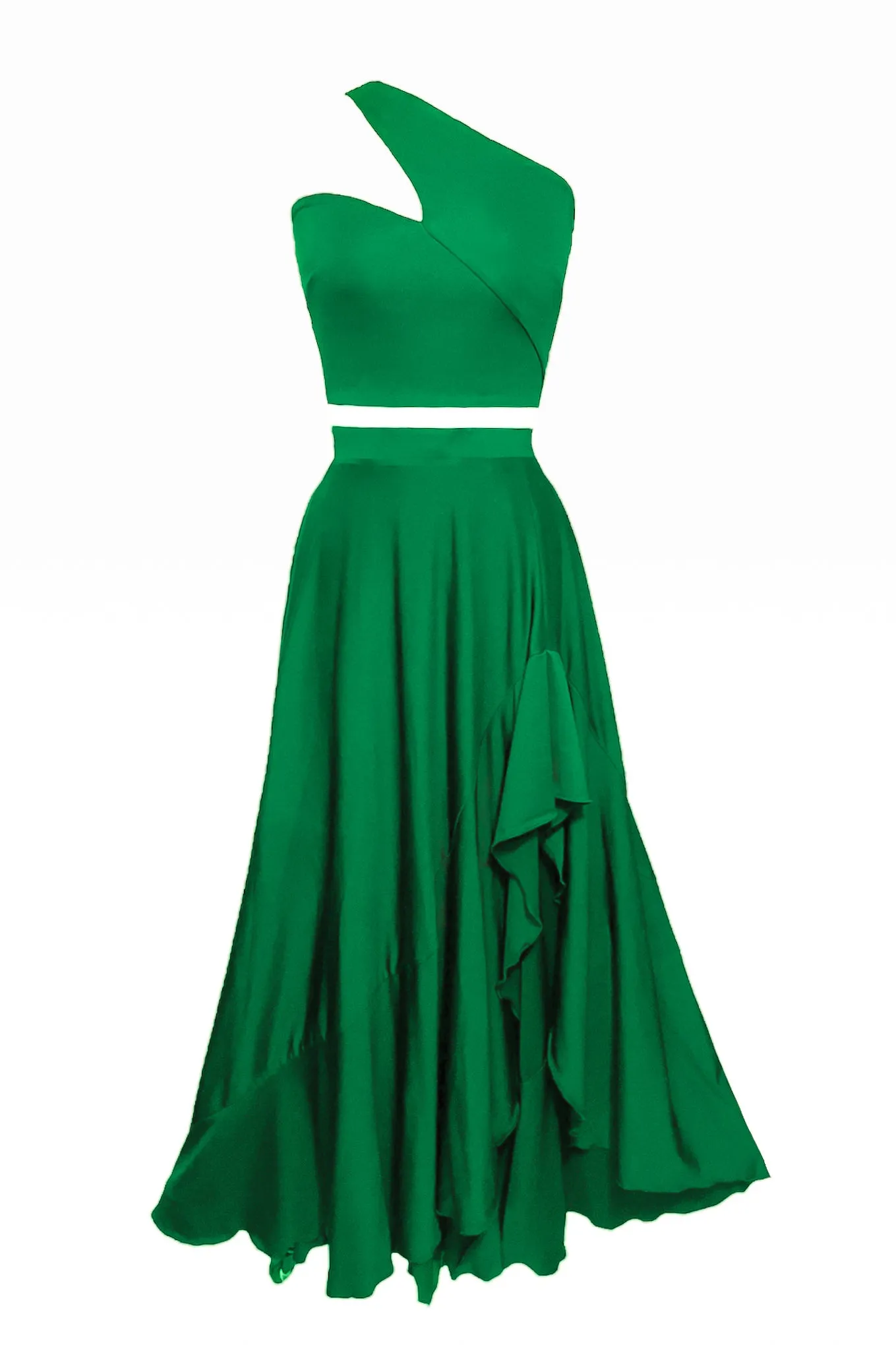 French Asymmetrical Crop Top & Maxi Skirt Set-CUSTOMIZED COLOR