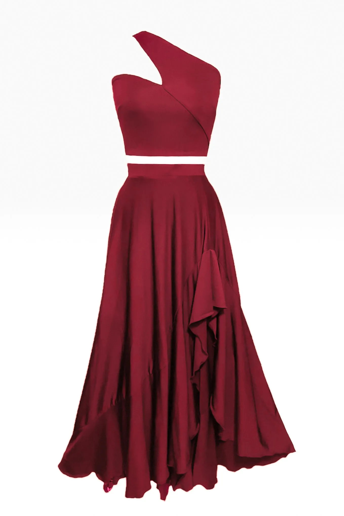 French Asymmetrical Crop Top & Maxi Skirt Set-CUSTOMIZED COLOR