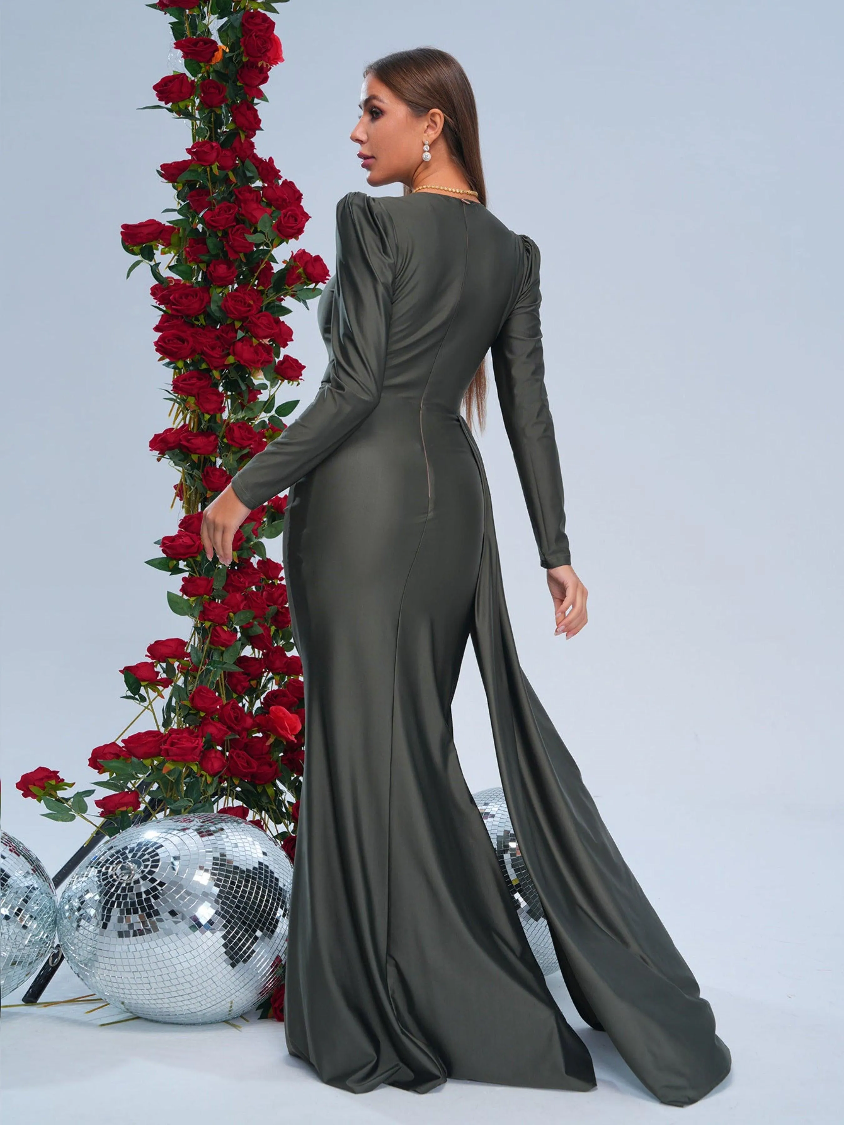 Full Cover Ribbon Green Mermaid Dress RJ11135