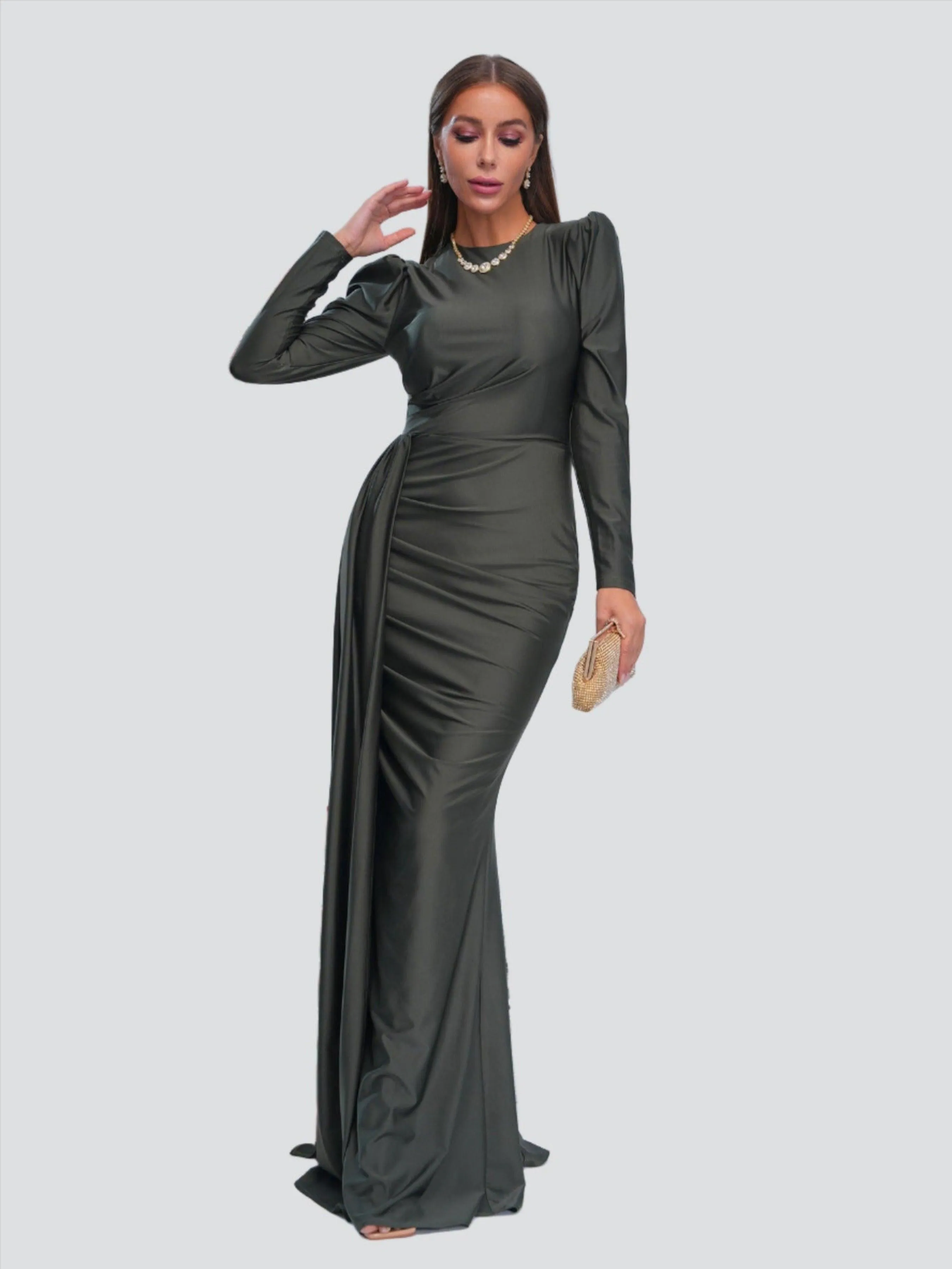 Full Cover Ribbon Green Mermaid Dress RJ11135