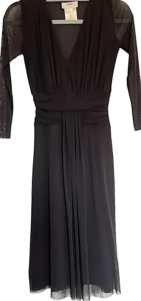 GAULTIER PARIS. "FUZZI" LINE. Black Tulle Layered Semi Sheer A-Line Dress