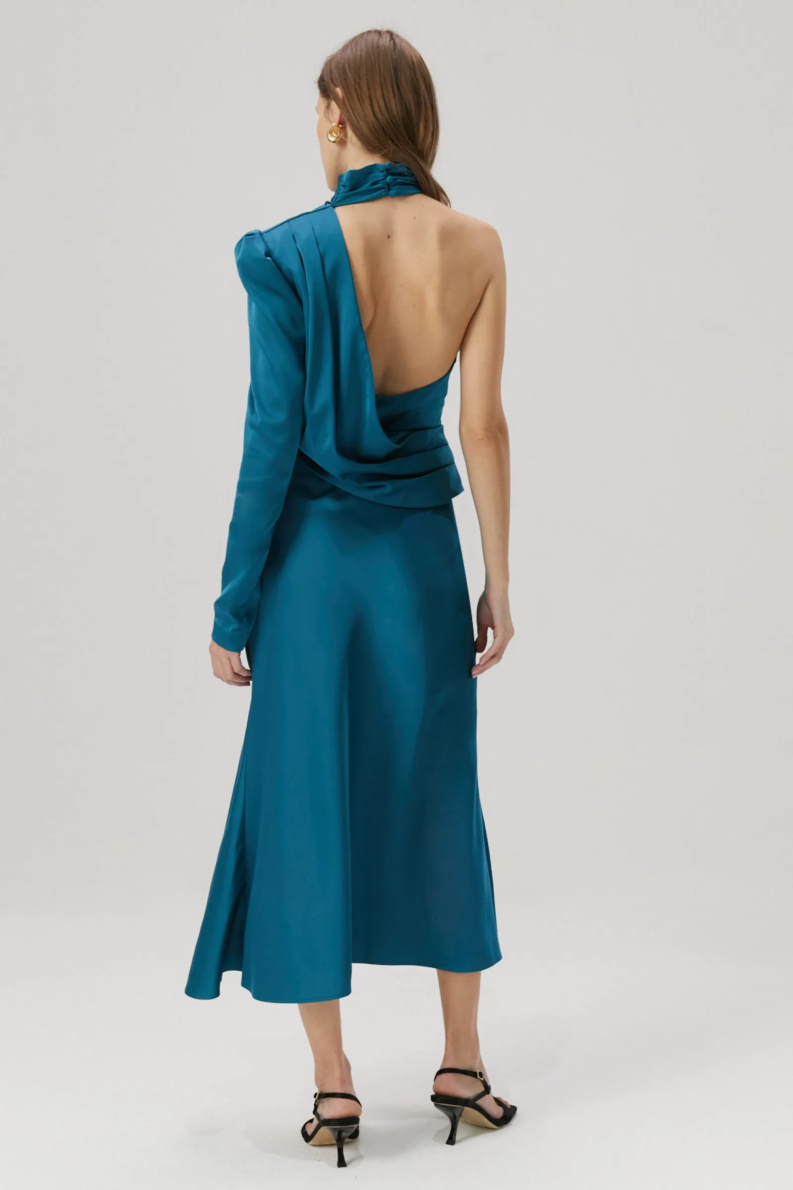 GEORGETTA SATIN MIDI DRESS