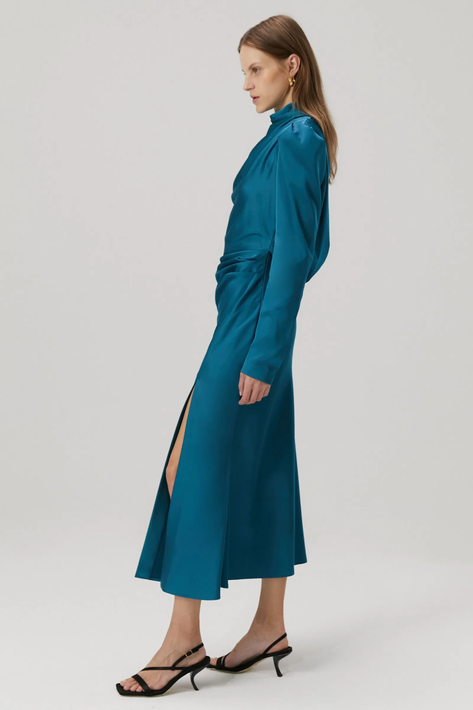 GEORGETTA SATIN MIDI DRESS