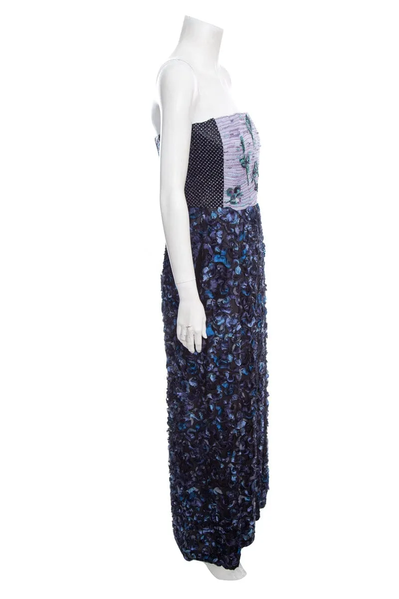 Giorgio Armani Purple & Blue Sequin Bodice with 3D Ruffle Bottom Gown SZ S