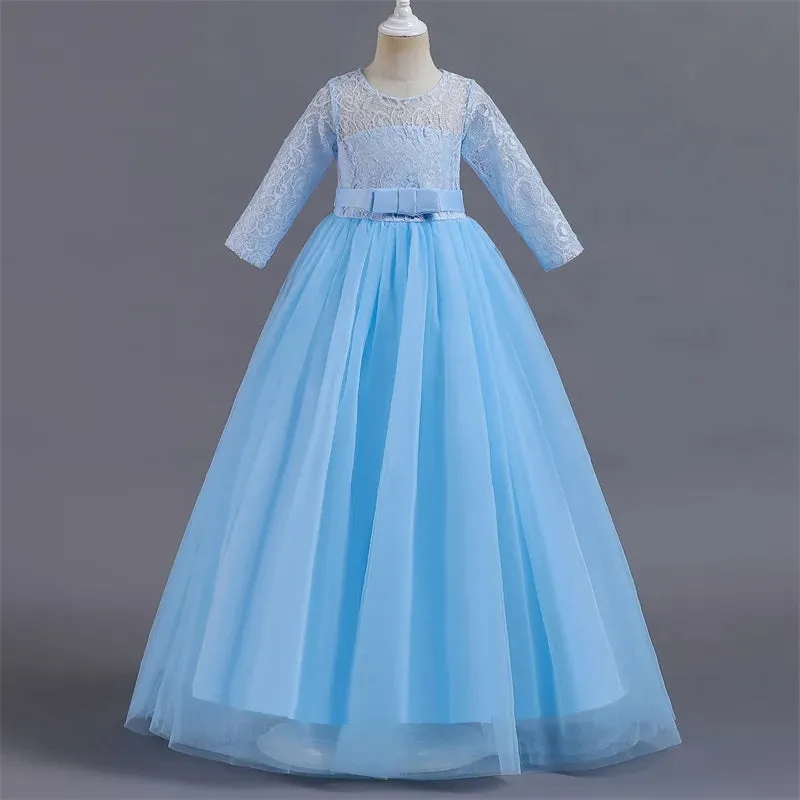 Girls Christmas Party Princess Costume Kids Chiffon Dress Wedding Birthday Formal Evening Ball Gown Children Anniversary Dress