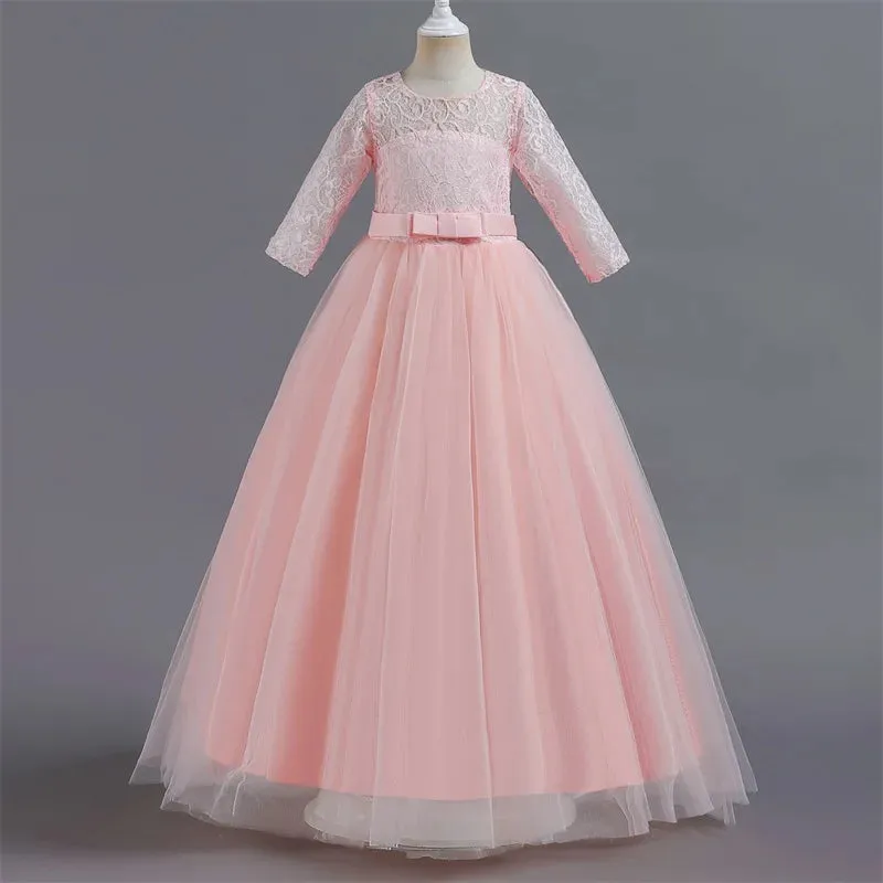 Girls Christmas Party Princess Costume Kids Chiffon Dress Wedding Birthday Formal Evening Ball Gown Children Anniversary Dress
