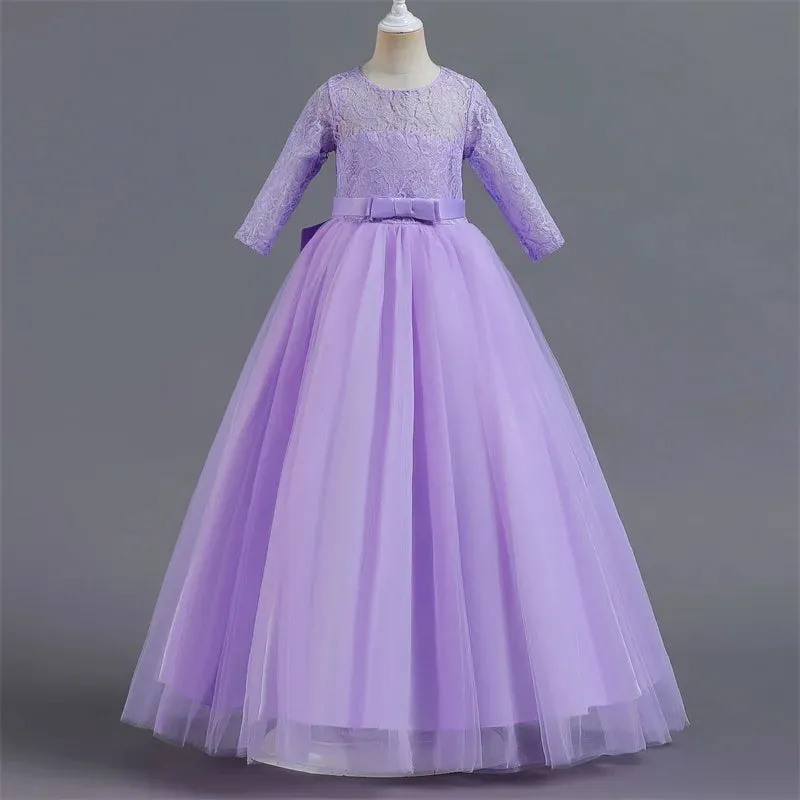 Girls Christmas Party Princess Costume Kids Chiffon Dress Wedding Birthday Formal Evening Ball Gown Children Anniversary Dress