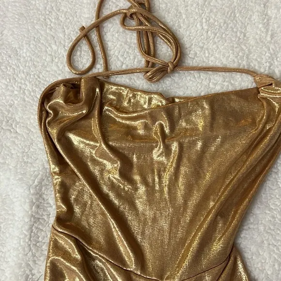 Good Time USA Draped Collar Ruched Front Mermaid Dress Size L