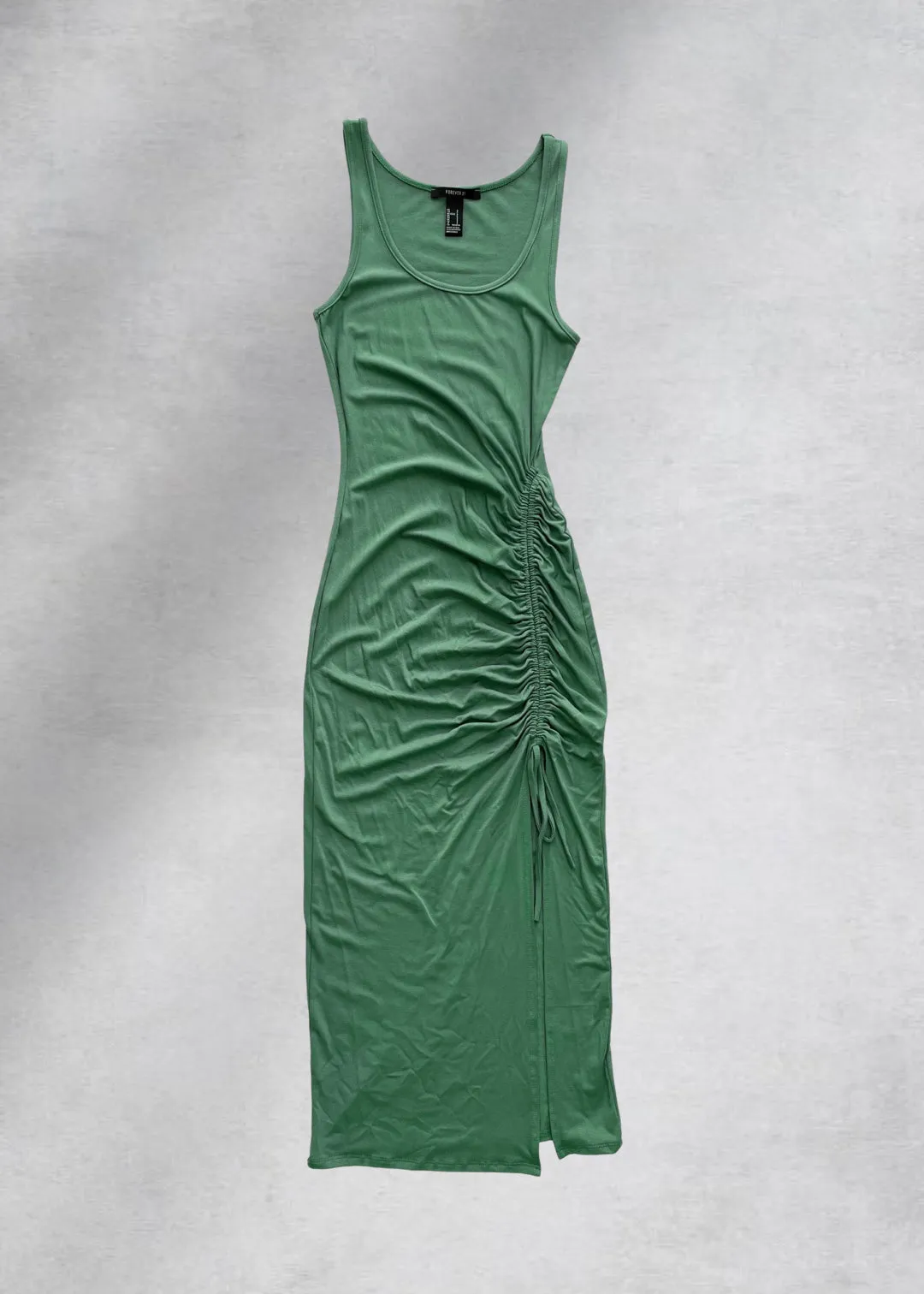 Harlow Side Ruching Midi Dress - Green