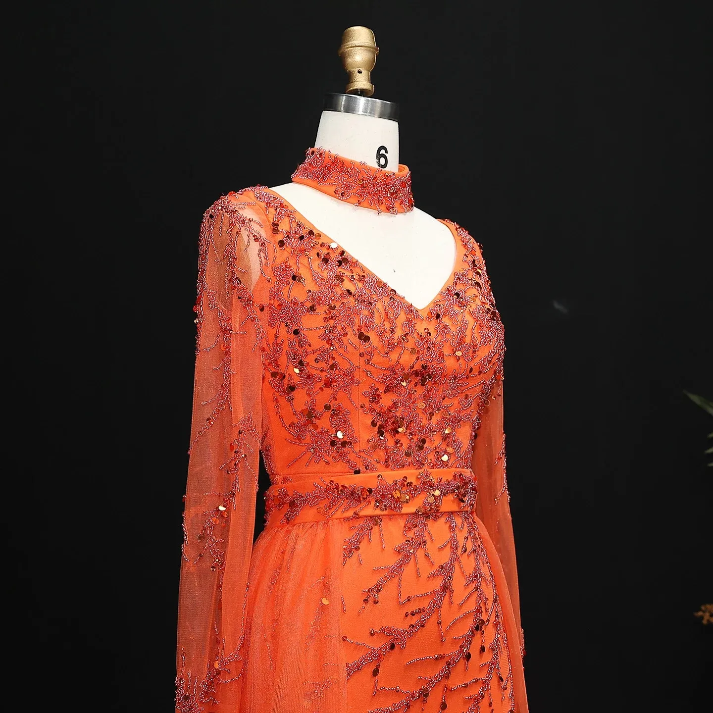 HELEN Luxury Beaded Evening Gowns with Overskirt