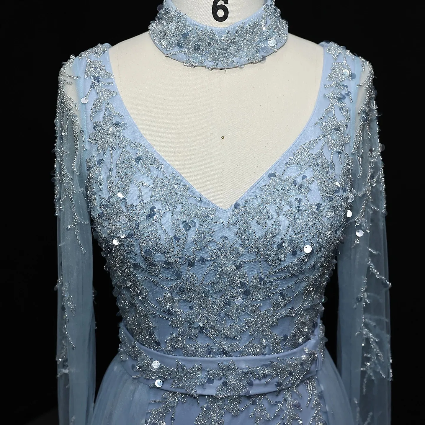 HELEN Luxury Beaded Evening Gowns with Overskirt