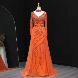 HELEN Luxury Beaded Evening Gowns with Overskirt