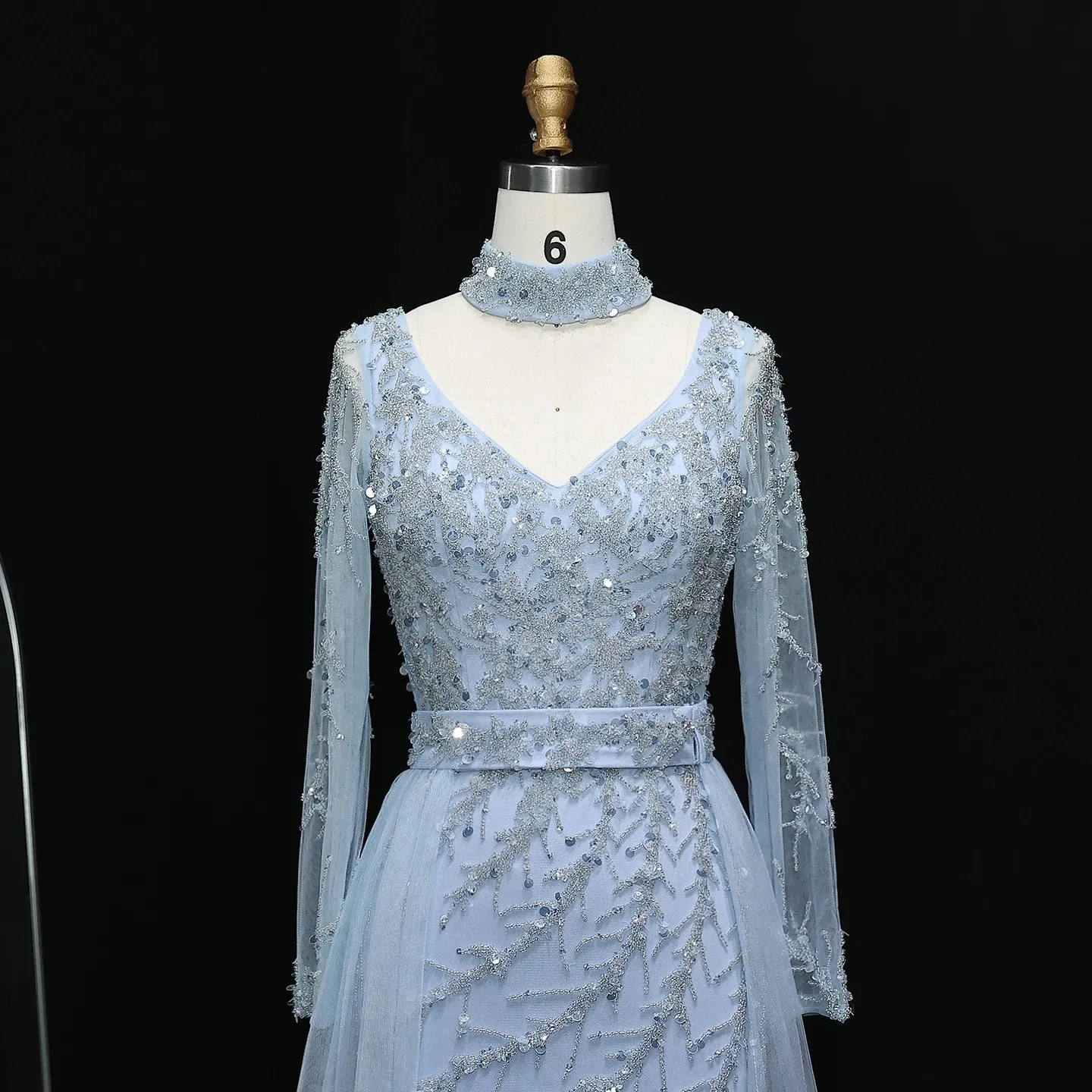 HELEN Luxury Beaded Evening Gowns with Overskirt