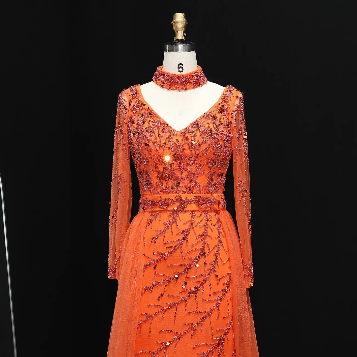HELEN Luxury Beaded Evening Gowns with Overskirt