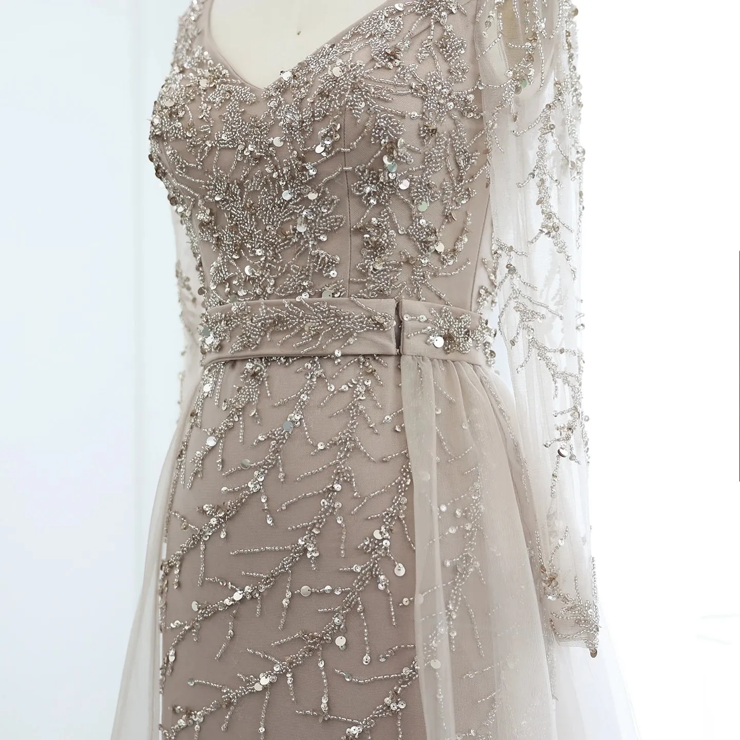 HELEN Luxury Beaded Evening Gowns with Overskirt
