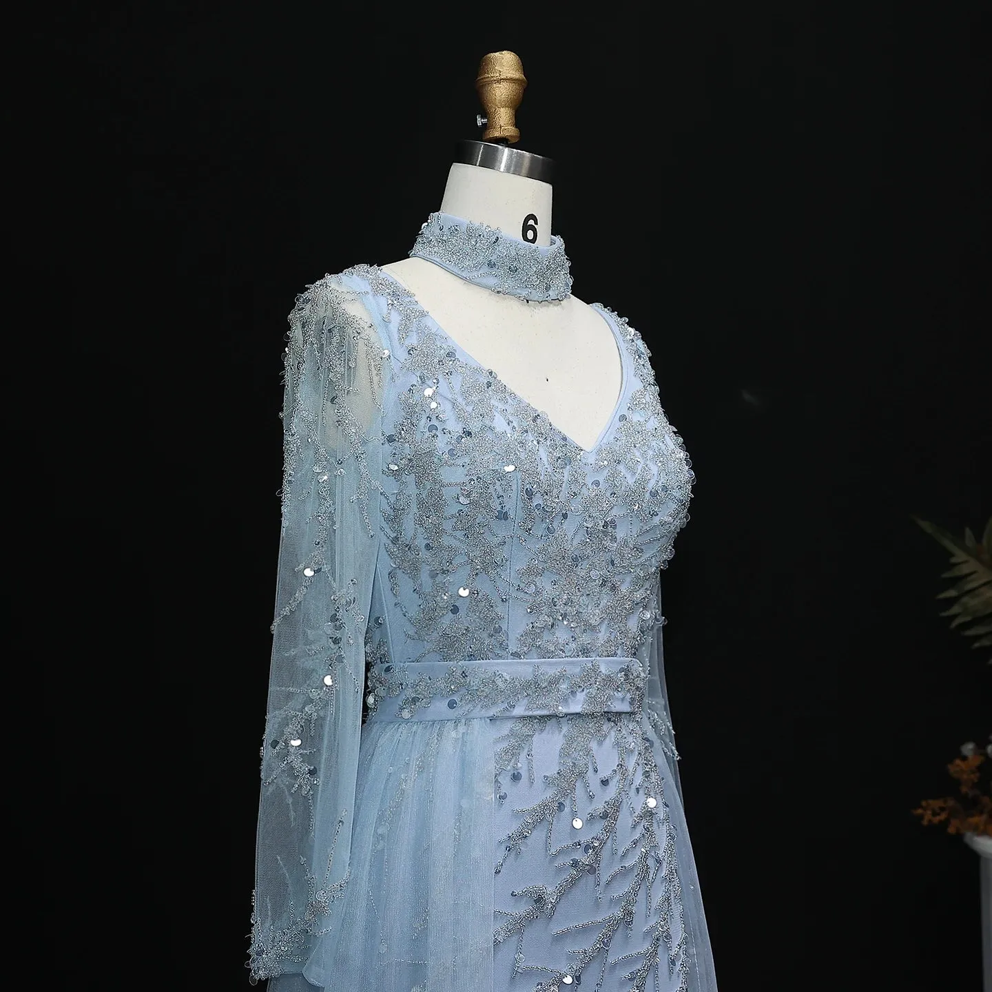 HELEN Luxury Beaded Evening Gowns with Overskirt