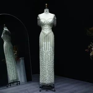 HELEN Luxury Cream Straight Pink Evening Dress for Women