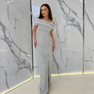 HELEN Luxury Elegant Off Shoulder Evening Dress with Slit