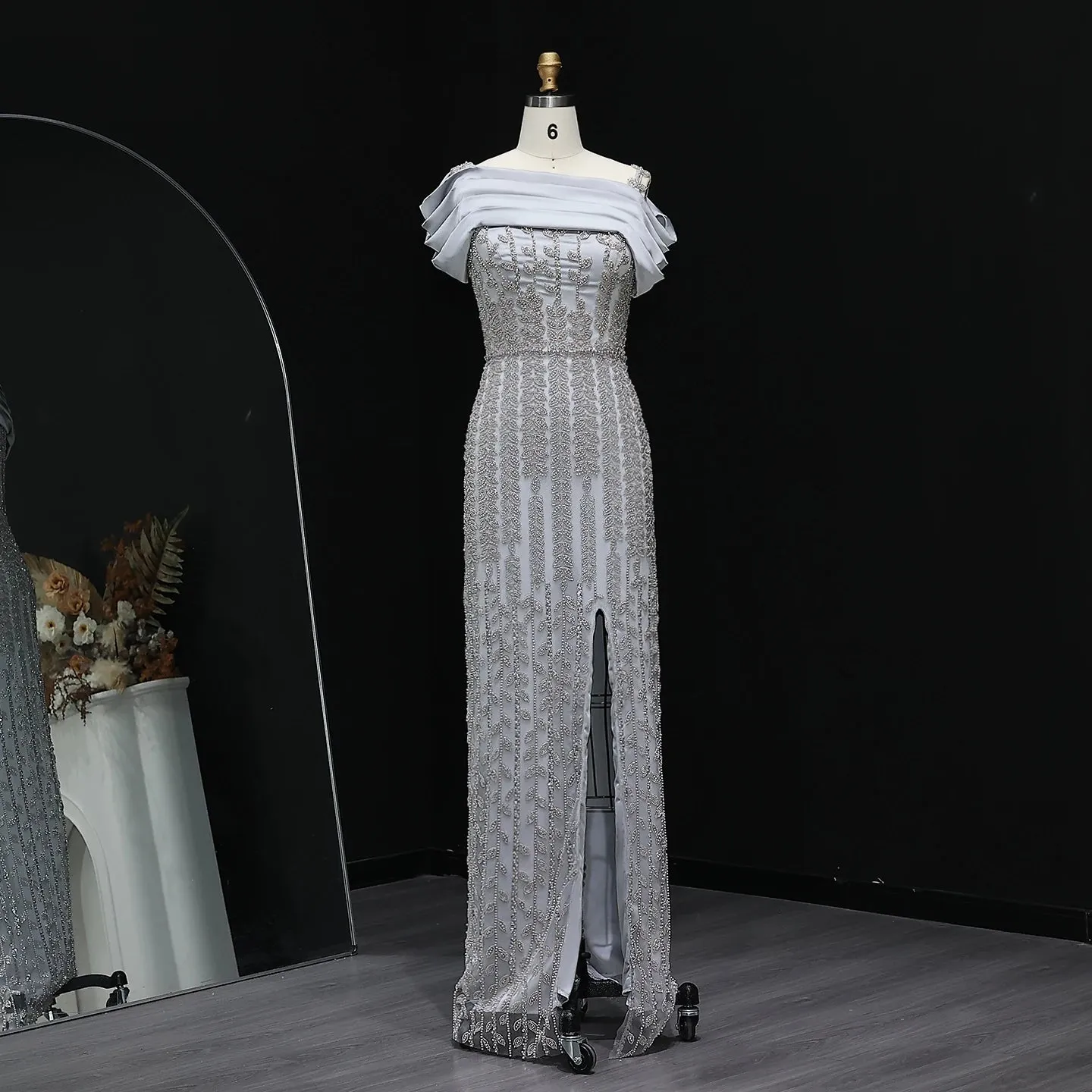 HELEN Luxury Elegant Off Shoulder Evening Dress with Slit