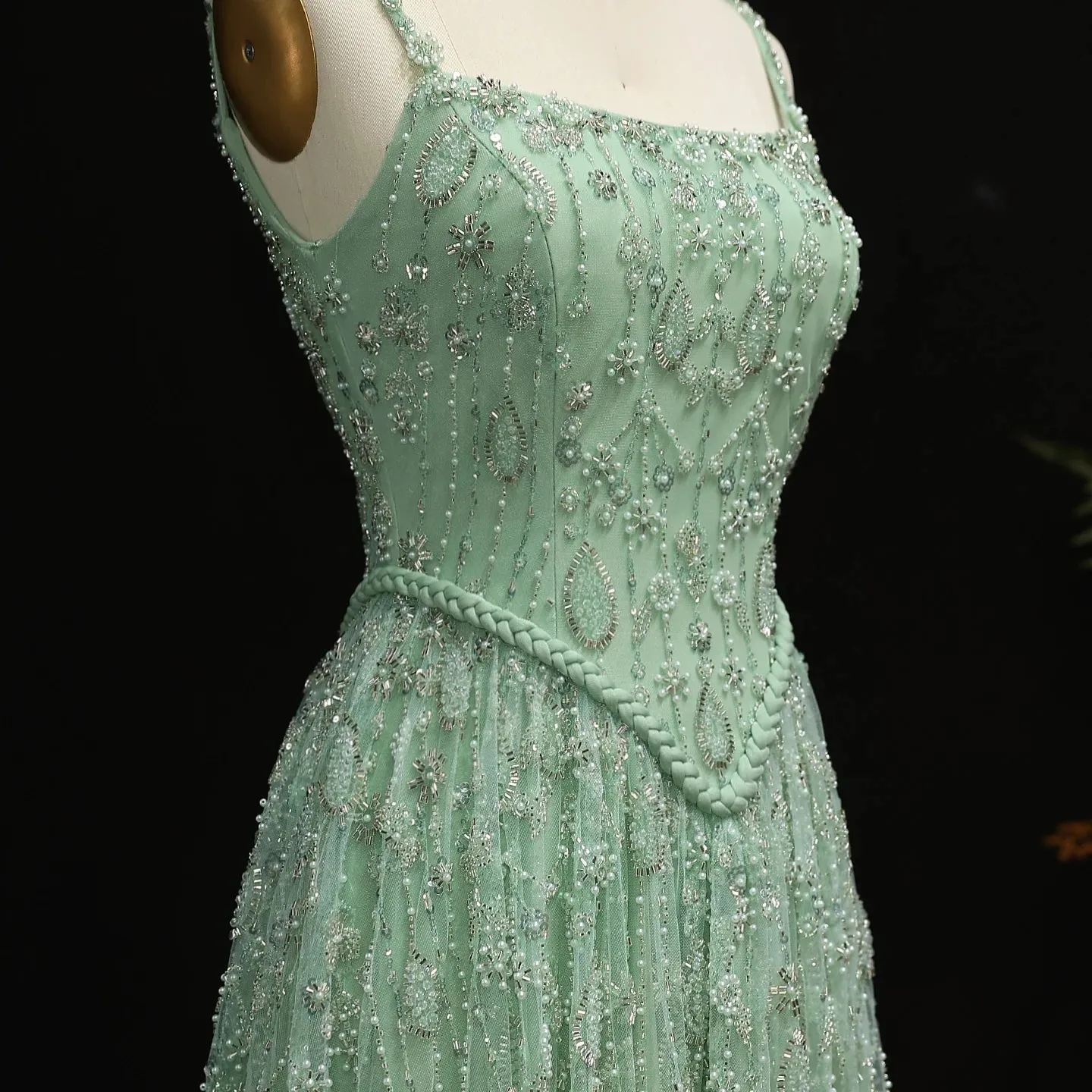 HELEN Luxury Elegant Sage Green Evening Dress