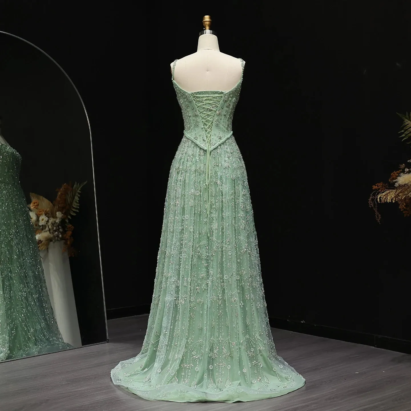 HELEN Luxury Elegant Sage Green Evening Dress
