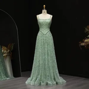 HELEN Luxury Elegant Sage Green Evening Dress