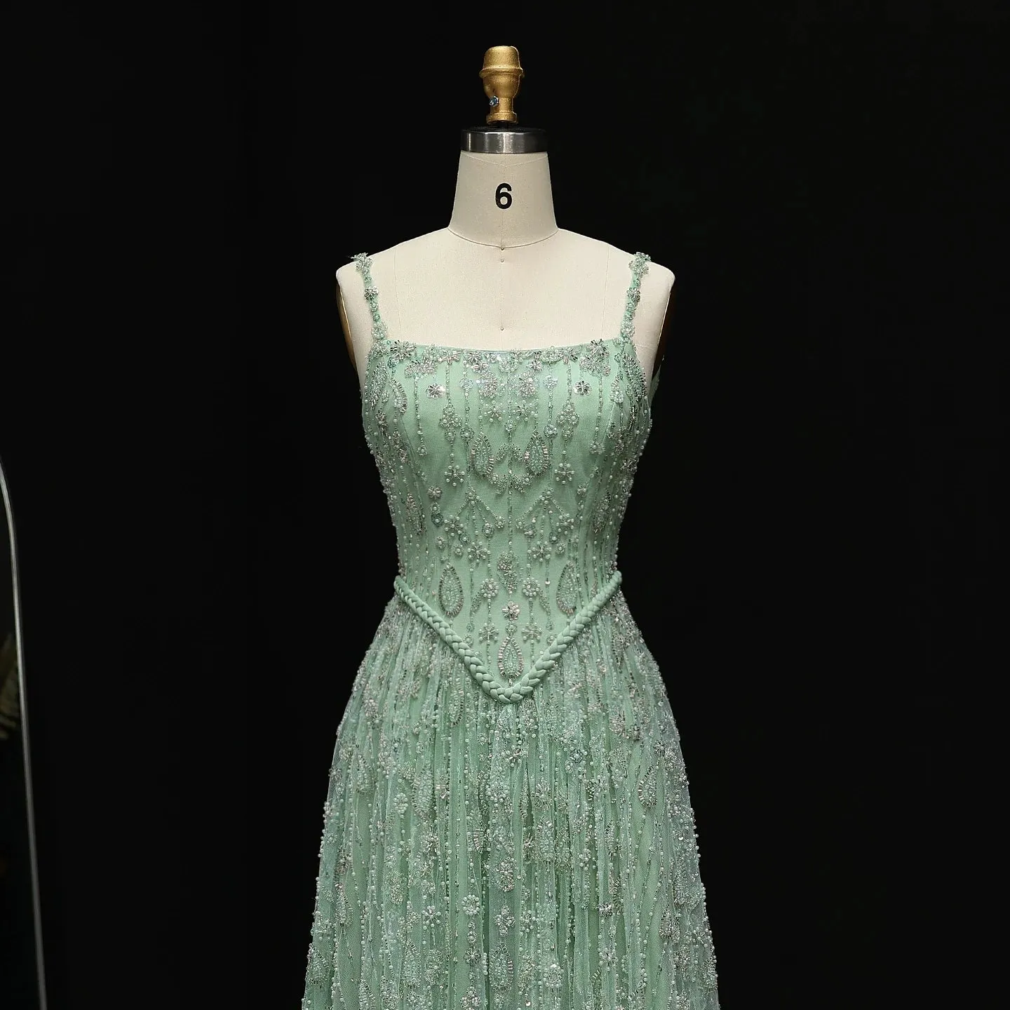 HELEN Luxury Elegant Sage Green Evening Dress