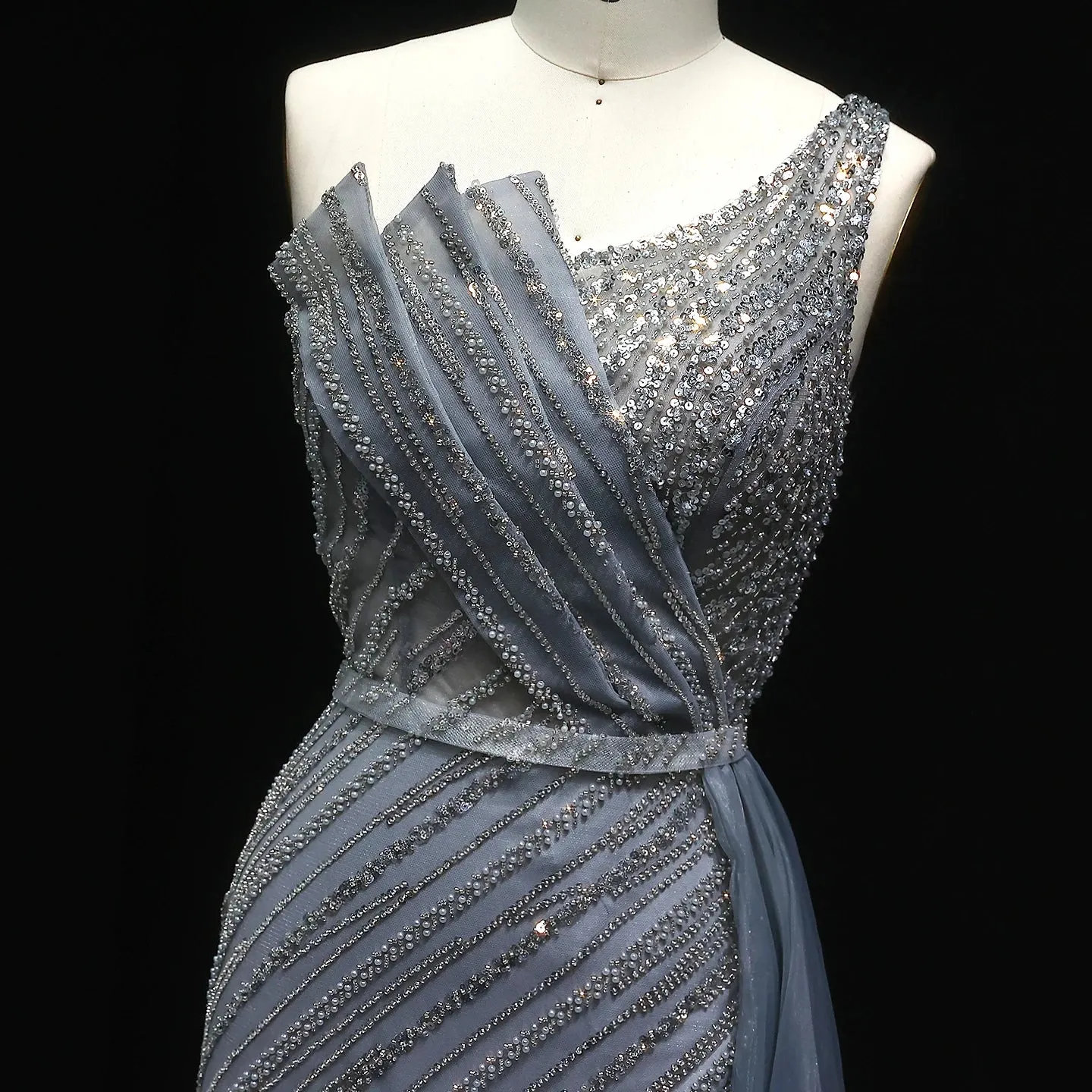HELEN Luxury Stunning One Shoulder Evening Dress with Side Slit