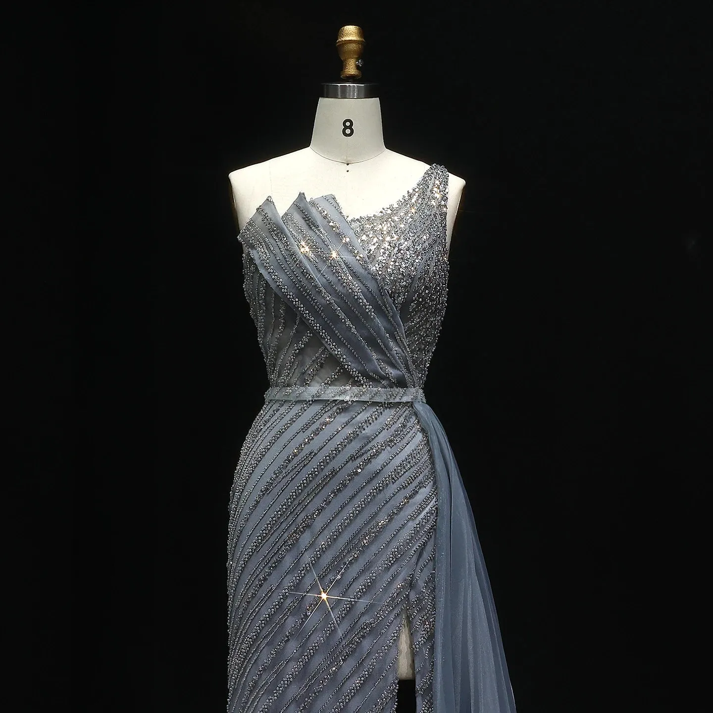 HELEN Luxury Stunning One Shoulder Evening Dress with Side Slit