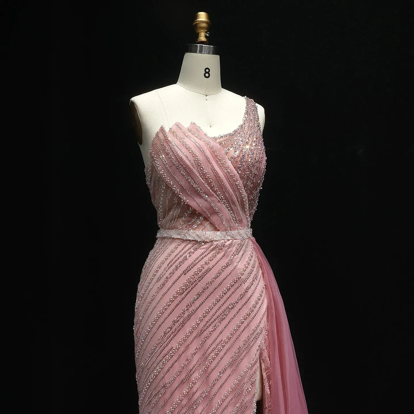 HELEN Luxury Stunning One Shoulder Evening Dress with Side Slit