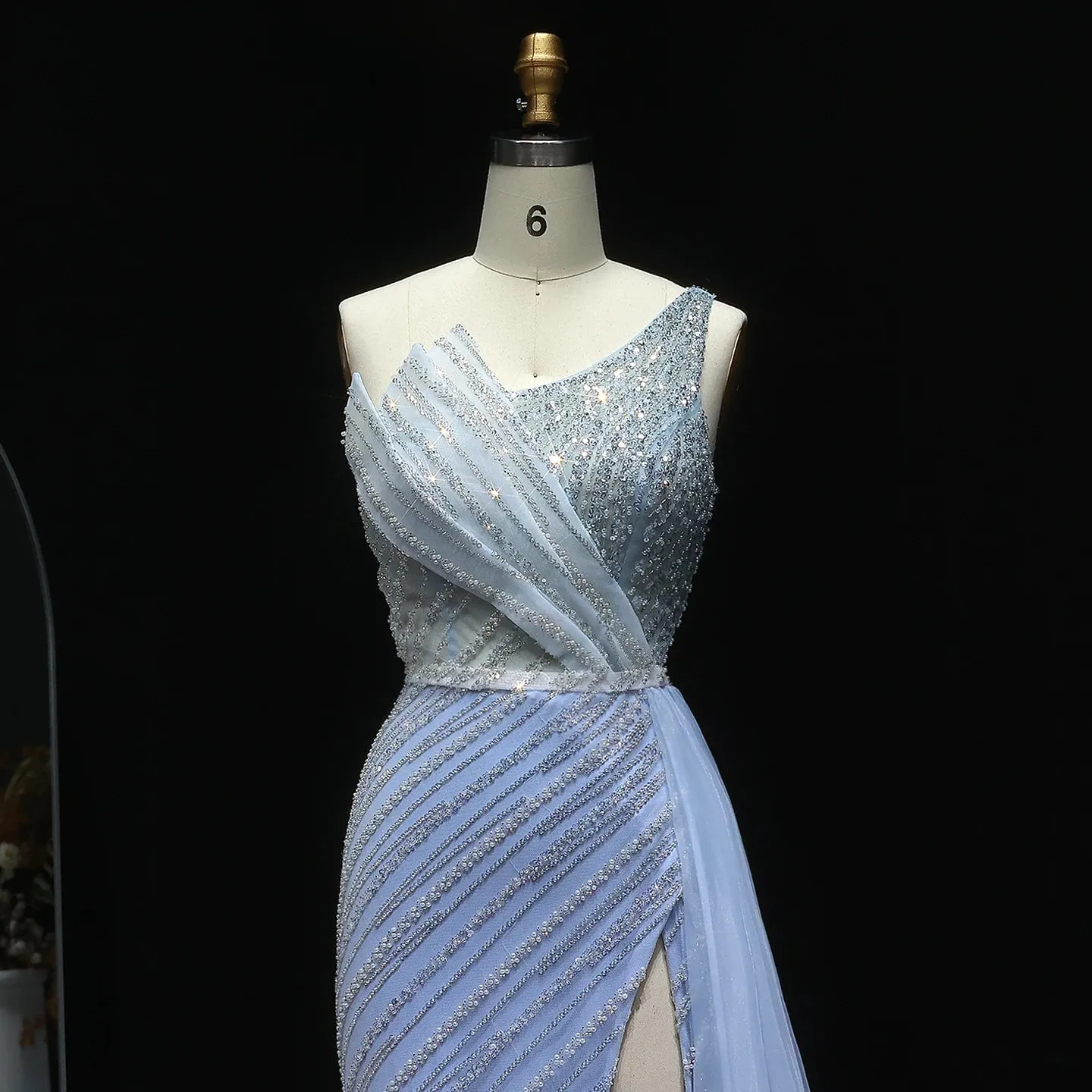 HELEN Luxury Stunning One Shoulder Evening Dress with Side Slit