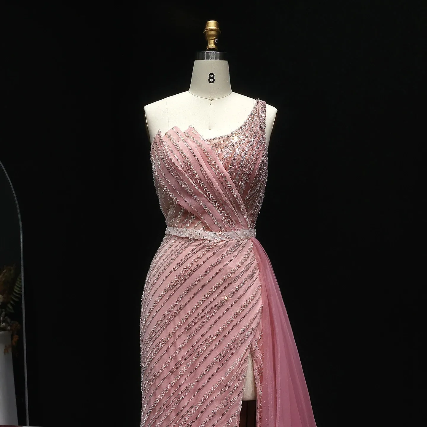 HELEN Luxury Stunning One Shoulder Evening Dress with Side Slit