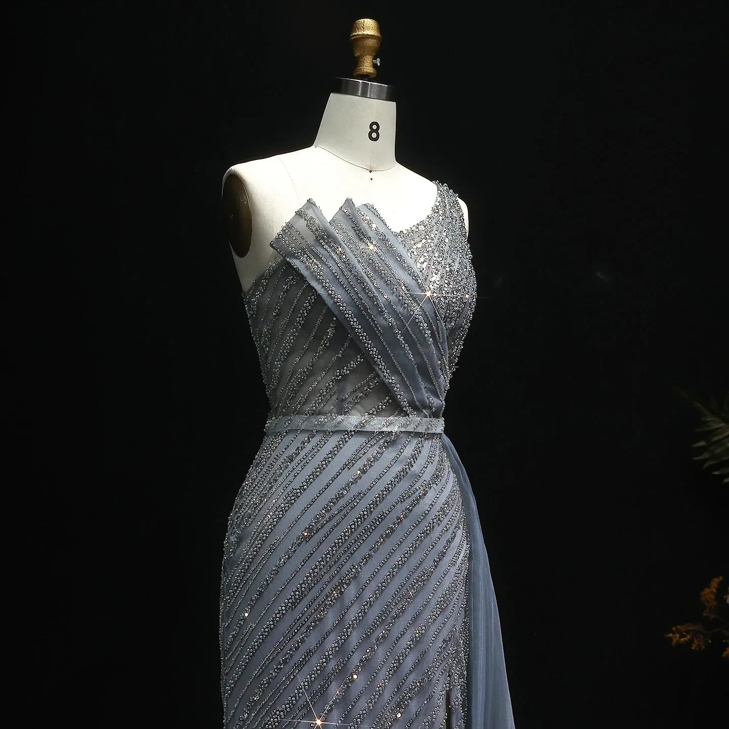 HELEN Luxury Stunning One Shoulder Evening Dress with Side Slit