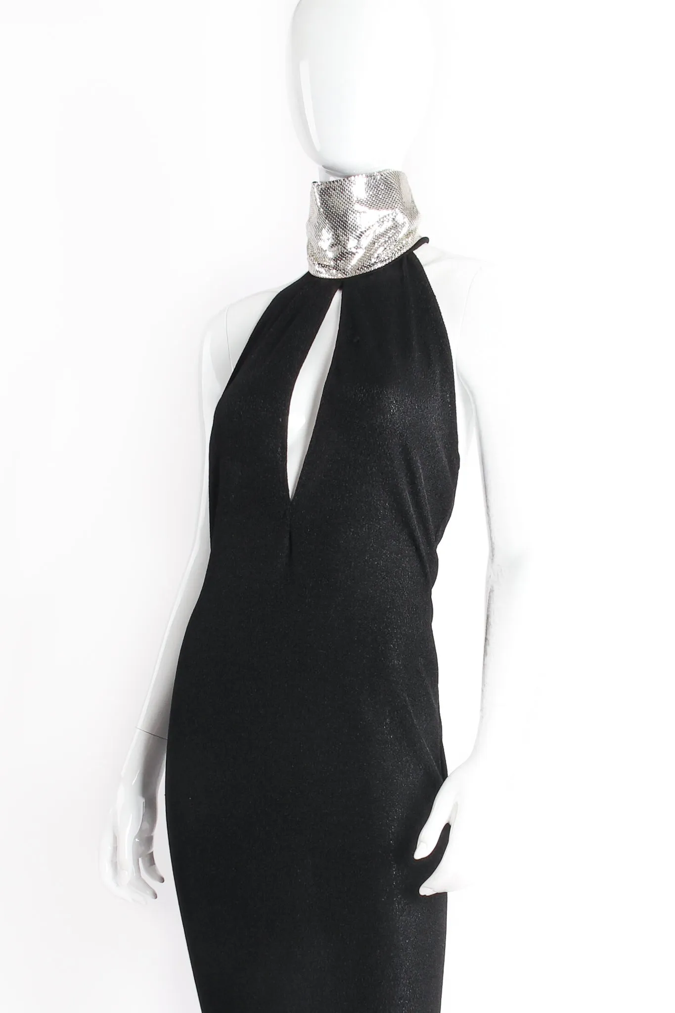 High Neck Peekaboo Halter Gown