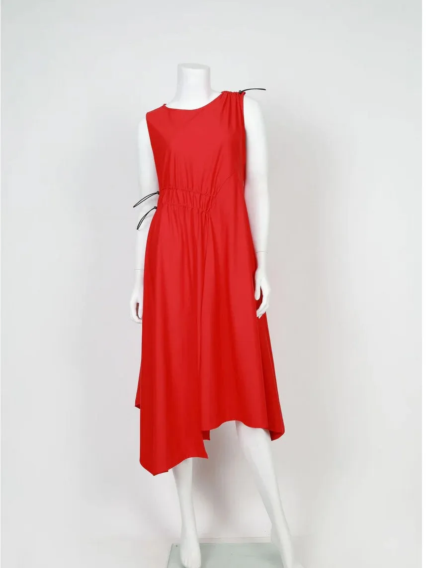 IC Collection 4635D ONE SHOULDER AND SIDE CORD DRAWED ASYMMETRICAL DRESS