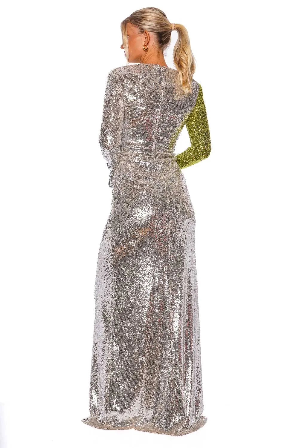 Iman Lime Fusion Sequined Maxi Dress