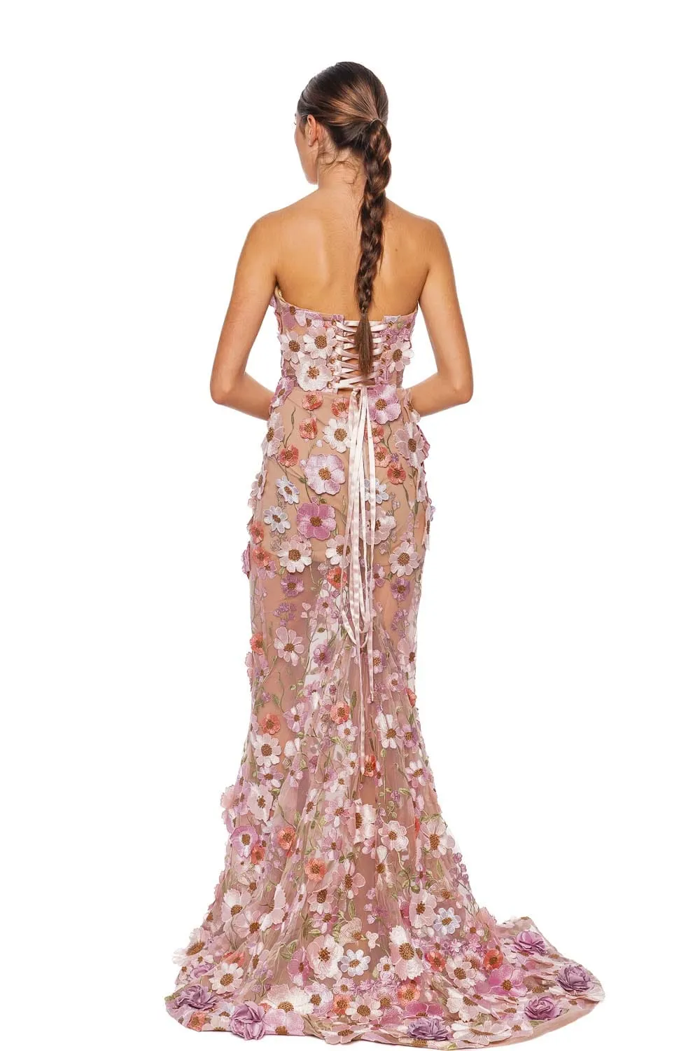 Jasmine Strapless Floral Appliqué Gown