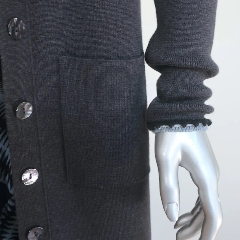 Jean Paul Gaultier Maille Femme Draped Cardigan Dress Charcoal Knit Size Medium