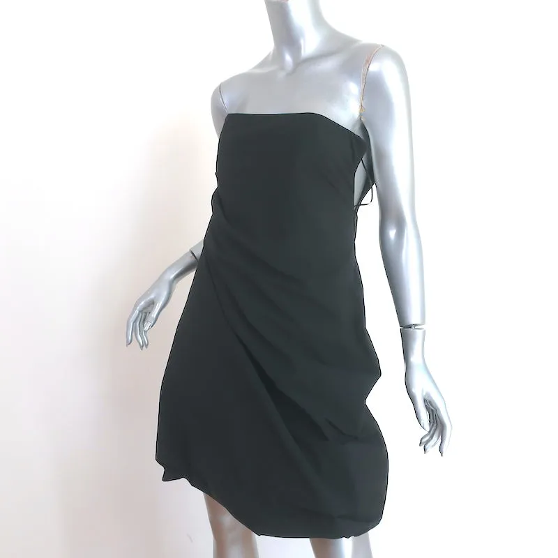 Jil Sander Draped Strapless Dress Black Polyester Size 34 NEW